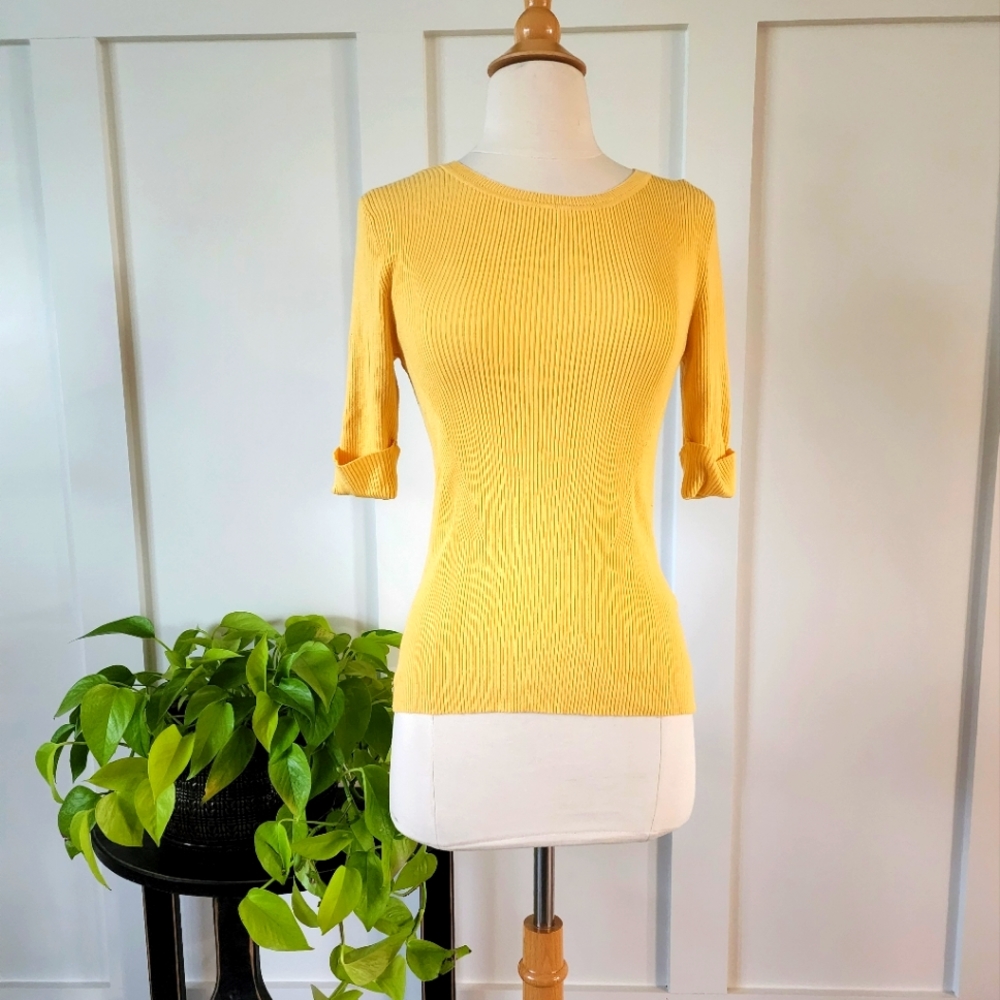 WHBM Knit Top Mustard Yellow  - XS